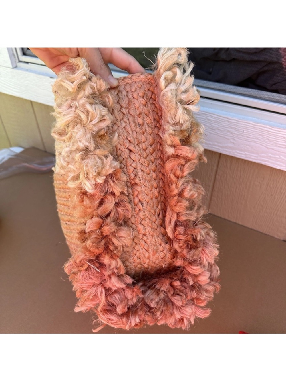 Shiraleah Chiara Ombré Jute Tote Bag Fringe Beach Cruise Pink Coral Peach NWOT - Picture 4 of 7